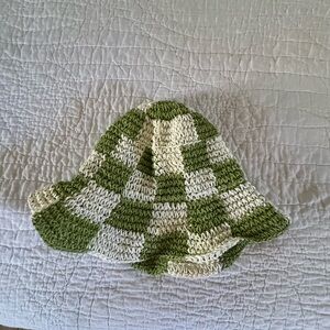 Wyeth by Todd Magill Green and Cream Checkered Hat